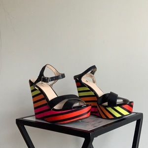 Neon and black heels
